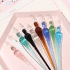 1Pcs Handmade Glass Lampwork Pen with 3D Flower inside Crystal Penholder Plunging Calligraphy Pen Filling Ink Fountain Pens