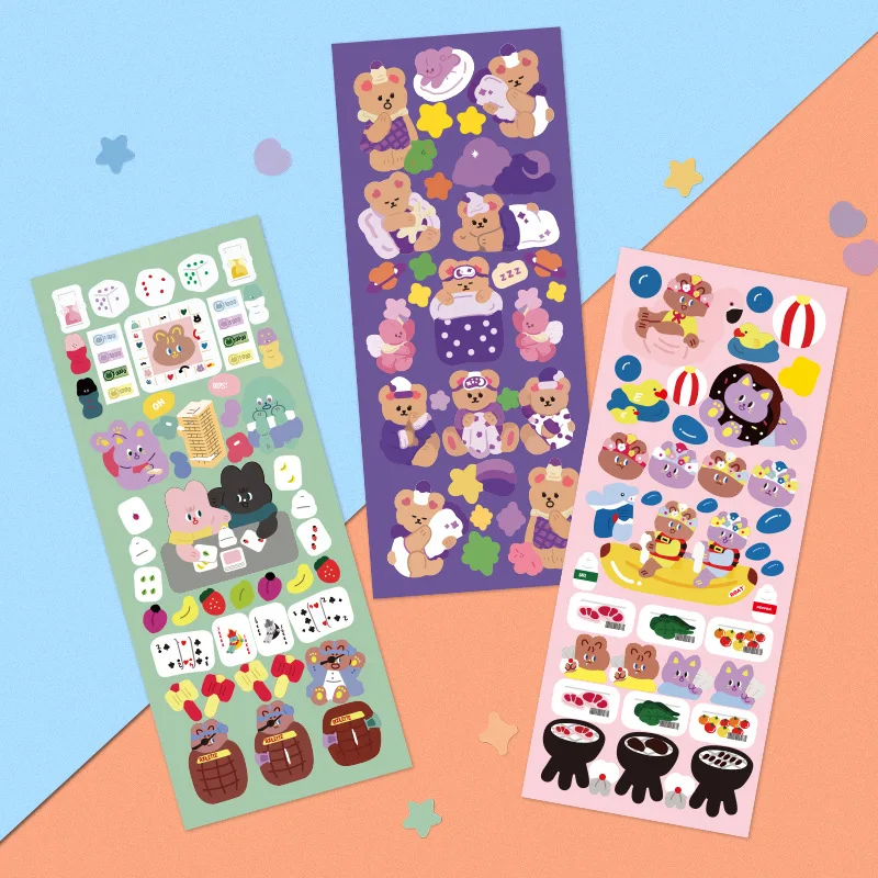 

INS Korean Cute Bear Waterproof Tracelessn Sticker Creative Decoration Manual Photo Album Scrapbook Stationery Stickers