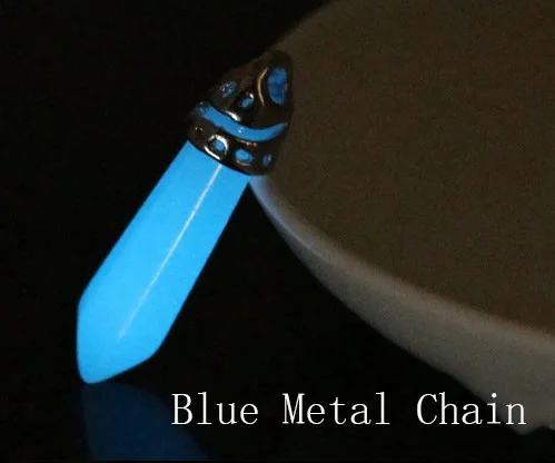 chain blue Геометрическая форма, натуральный кристалл, светящаяся подвеска, ожерелье, Шарм для мужчин и женщин, светящаяся подвеска, вечерние ювелирные изделия - Окраска металла: chain blue