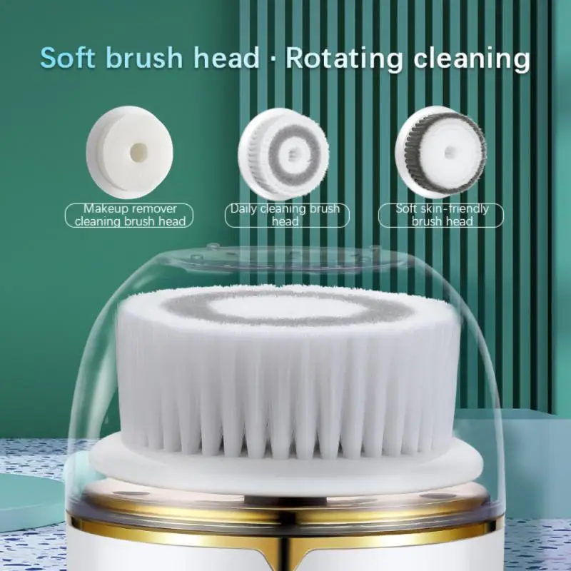 

Hot Facial Cleansing Brushes Face Sonic Cleaner Electric Waterproof Face Care Massager With 3 Heads Face Cleaning Brushes 2022