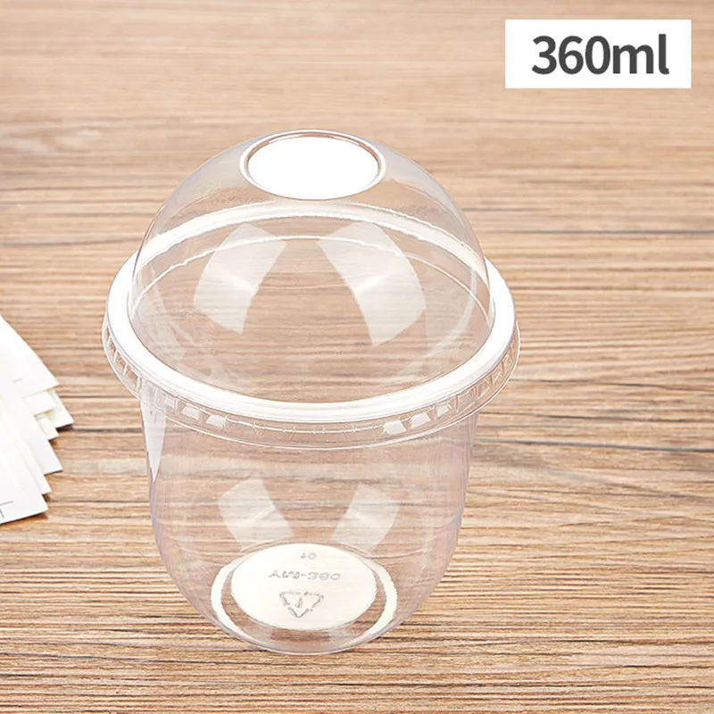 

50pcs High quality 360ML disposable cake cup DIY oatmeal fruit yogurt cups transparent packaging dessert plastic cup with lid