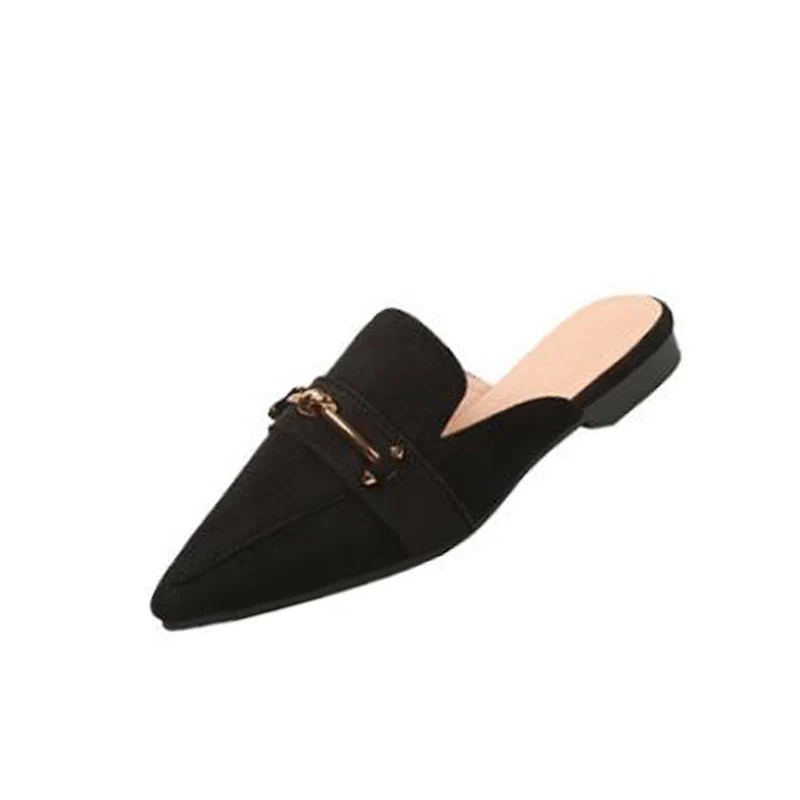 

2021Spring Autumn Designer Women Pointed Sandals Outdoor Flat Sandals Suede Shoe Slides Zapatos De Mujer Calzado