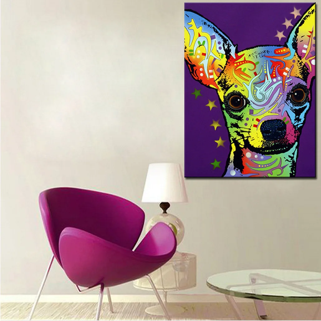 Современное домашнее искусство одна абстрактная Акварельная живопись собака
