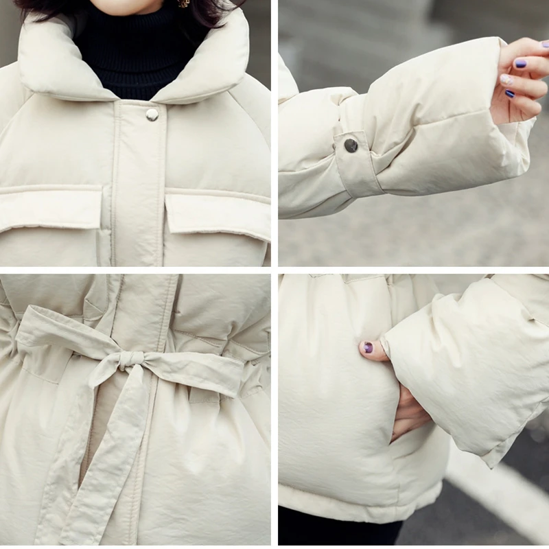 Женская куртка новый стиль зима 2019 однотонное короткое пуховое хлопковое