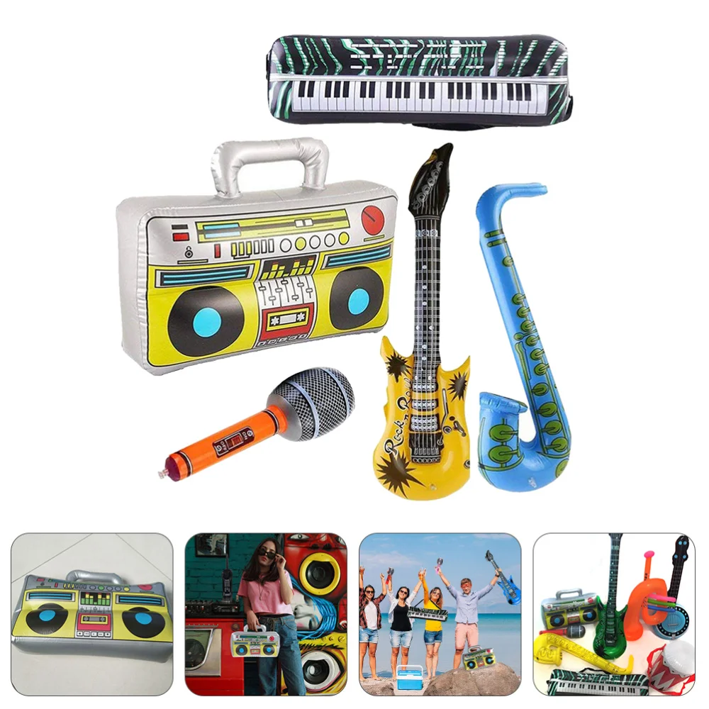 

1 Set 5pcs PVC Inflatable Instrument Adornments Pool Inflatable Toys (Yellow Blue)