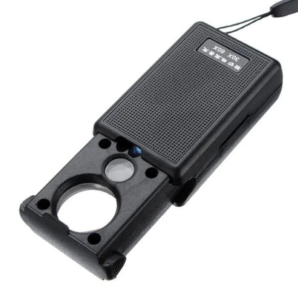 

Портативное увеличительное стекло для ювелирных изделий со светодиодной подсветкой 30X 60X, черное