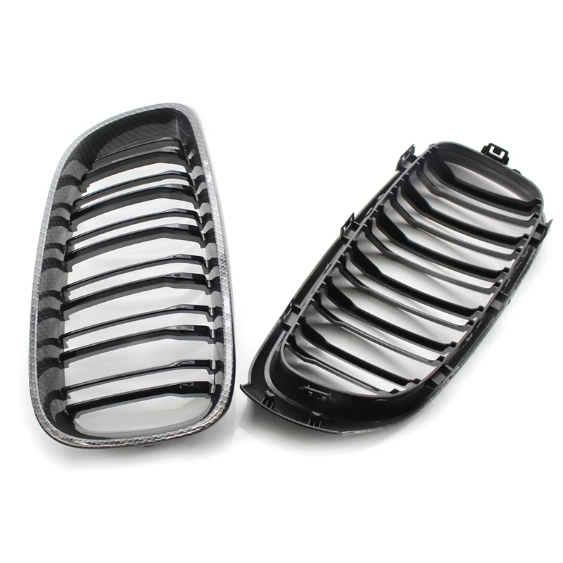 

Front Kidney Grille Grill Gloss Black Carbon Fiber Double Line For-BMW 3 Series GT/F34 2012-2018