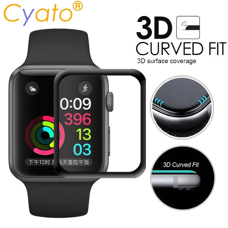 9H полный экран 3D изогнутая поверхность закаленное стекло для Apple Смарт-часы 42 38 40