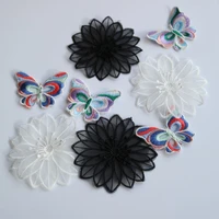 8pcset embroidery butterfly patches for clothes lace organza flower appliques embroidered decorative parche sew on badge