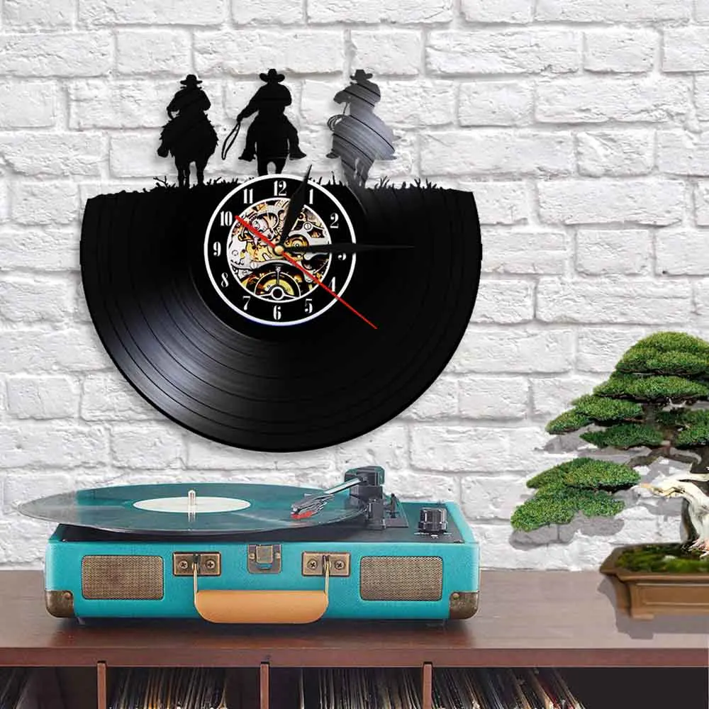 Подкова в виде лошади 3D настенные часы стиле американских ковбоев знак