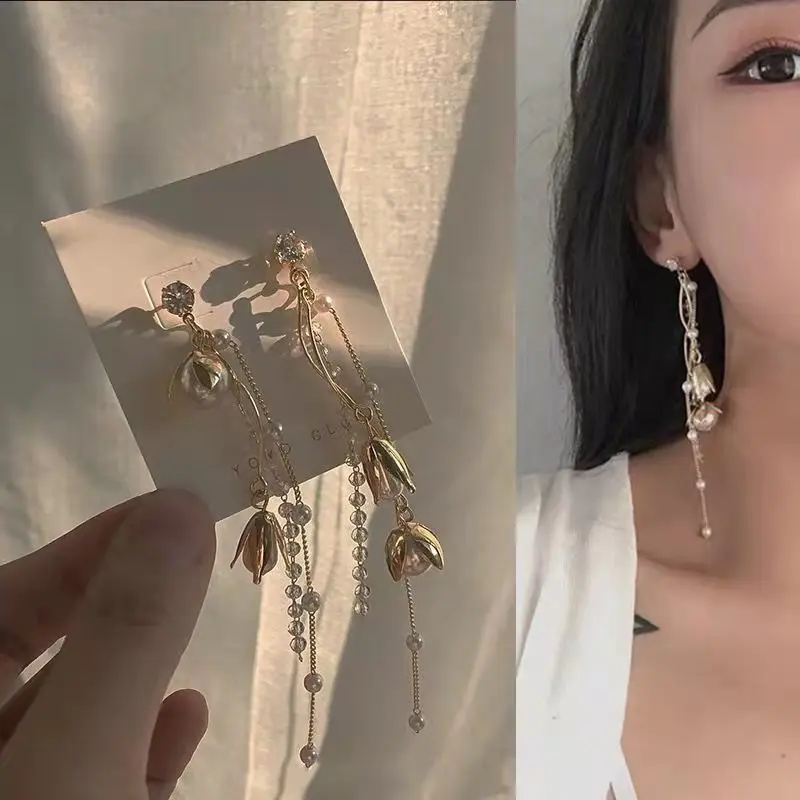 

New Tassel Earrings For Women 2021 Moda Bohemia Grunge Earings Korea Pearl Flower Earings Fashion Jewelry 2021 Wholesale