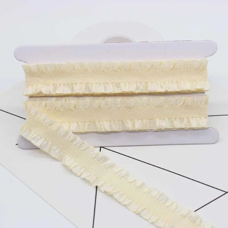 25 мм Эластичная отделка хлопковая ткань юбка с оборками плиссированные ленты