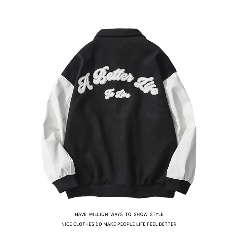 

Spring&Autumn Embroid Letter Men's Bomber Jacket Unisex Women's Boyfriend Style Baseball Coat Varsity Street Chic