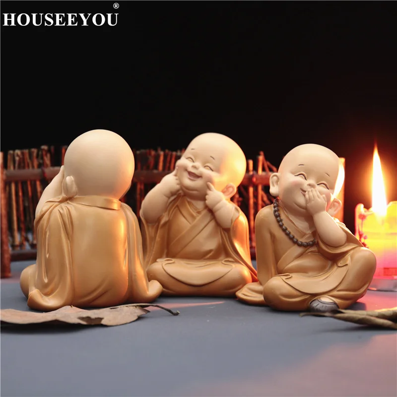 Буддийские маленькие статуи монахов статуэтка скульптура автомобиль ручной