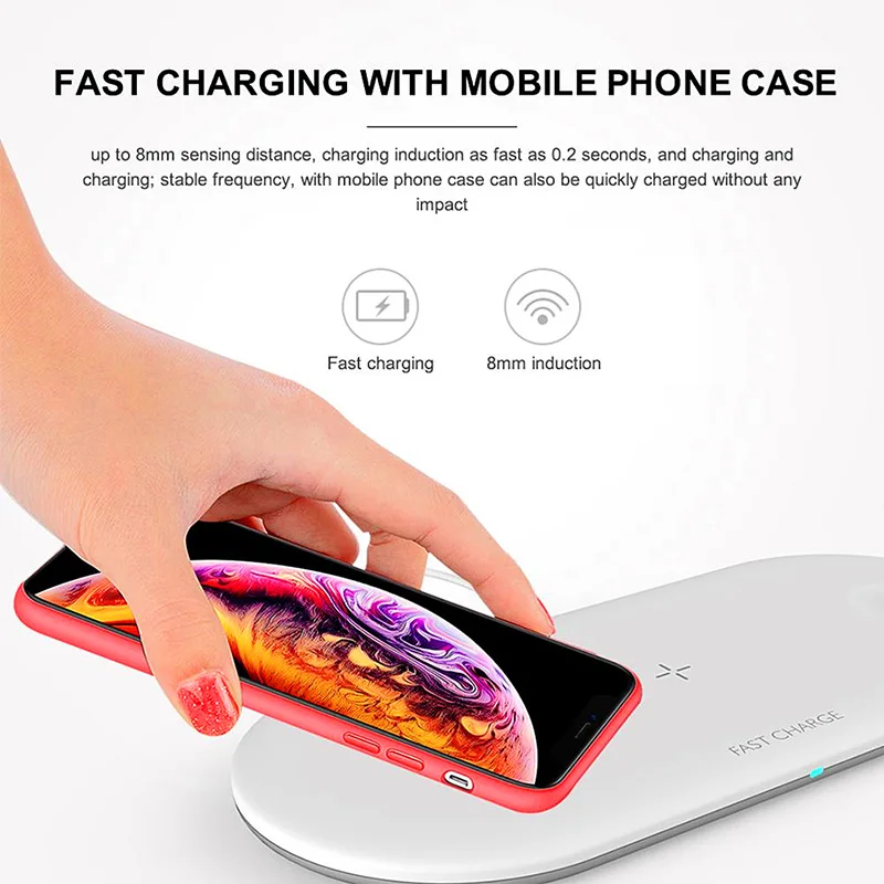 Беспроводное зарядное устройство Qi 10 Вт 3 в 1 быстрое USB для Iphone Apple Watch Iwatch Airpods