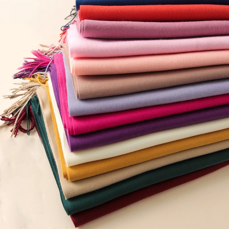 

Foulard Winter Scarf Women Fashion Female Shawl Cashmere Handfeeling Winter Wraps Solid Color Cachecol Hijab Scarf Wholesale