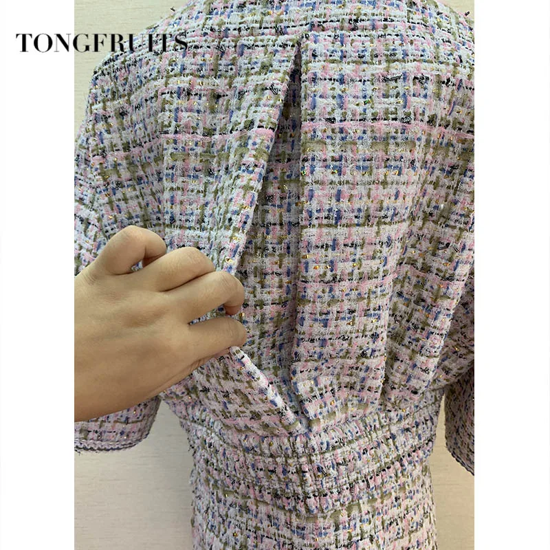 2019 новая женская мода с коротким рукавом отворотом окрашенная пряжа платье ткань