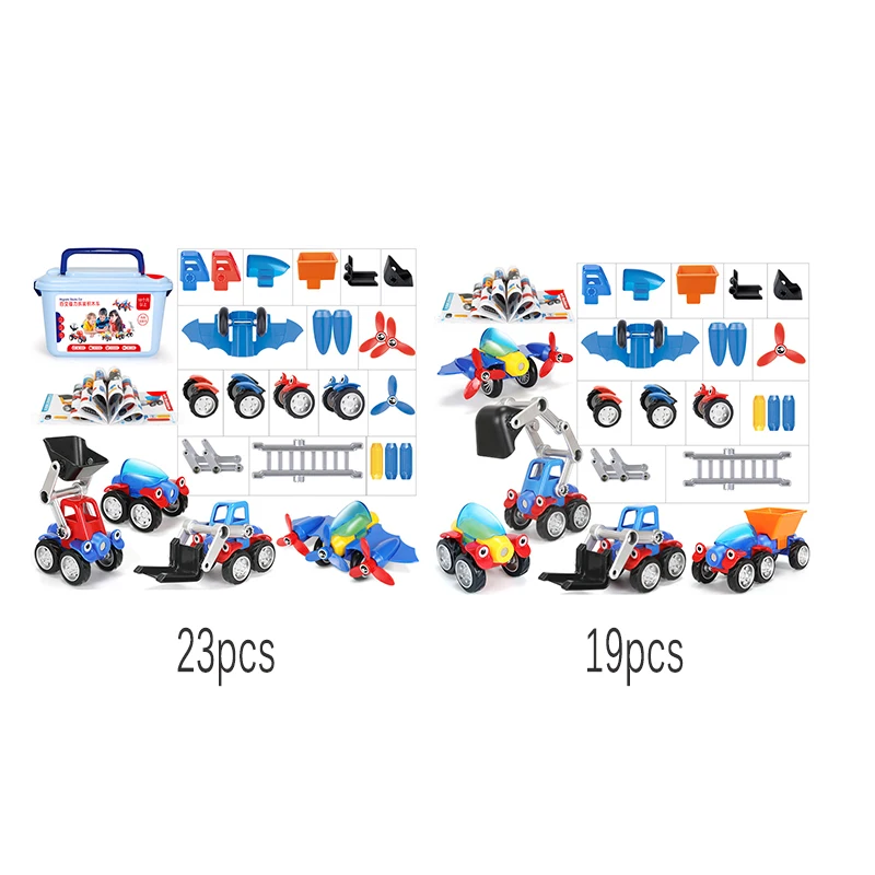 

19pcs/23 Pcs Educational Magnet Sticks Assembly Toys Magnetic Design Construction Vehicle Car Magnetic Building Blocks Set Gift