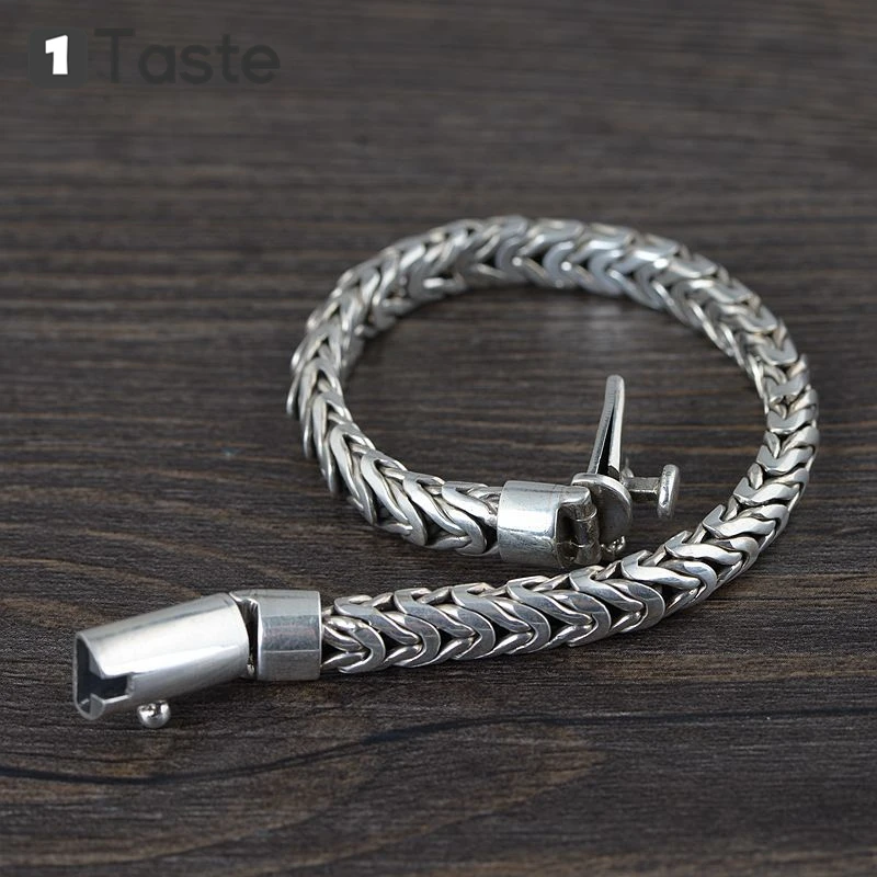 Уникальный вкус планшетовый мужской браслет из тайского серебра плетеные