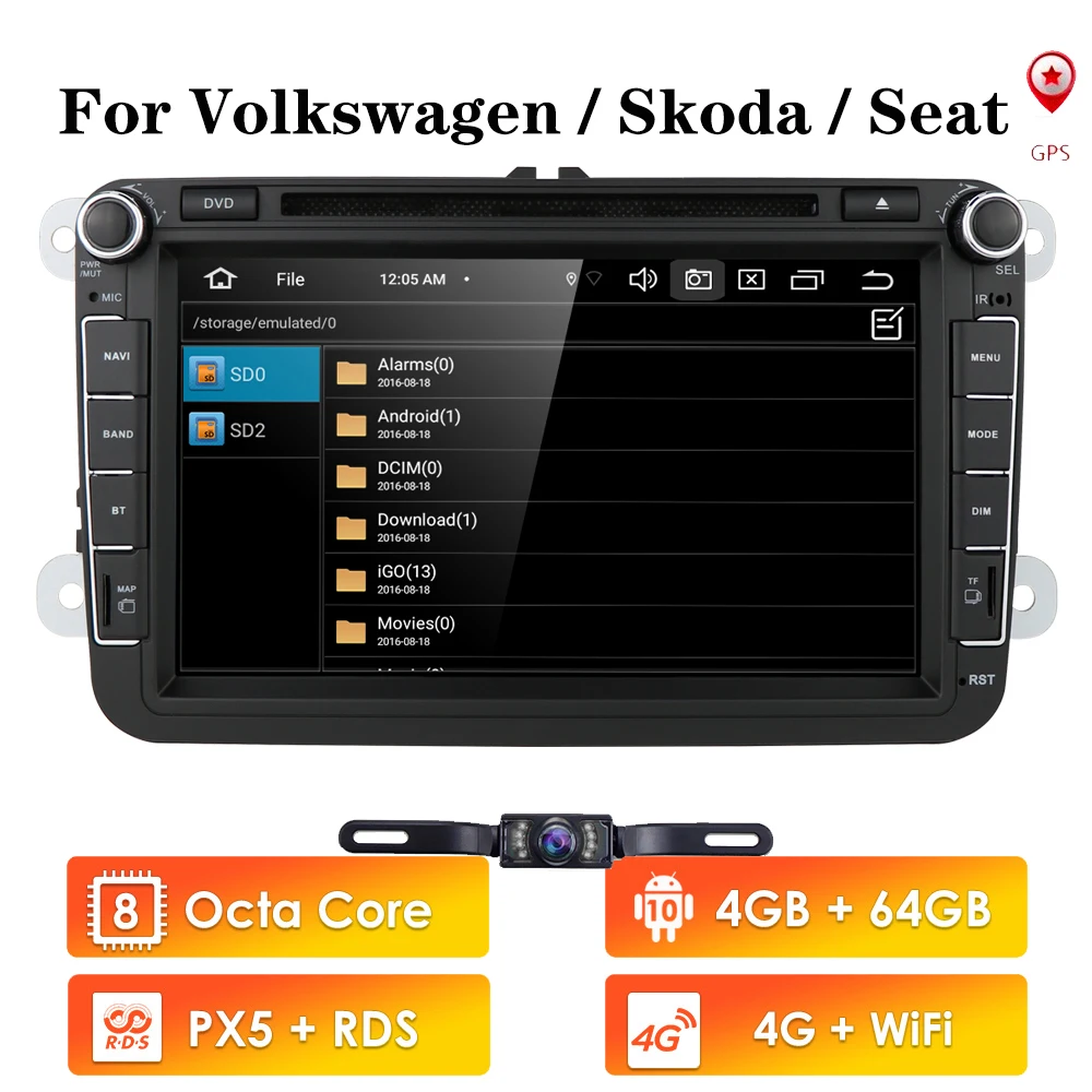 2DIN android10.0 OctaCore 4 г + 64 автомобильный dvd Аудио мультимедиа для Volk сваген V W Гольф beetle
