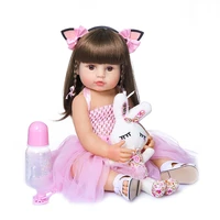 55cm realistic doll full soft vinyl toddler babies lifelike long hair princess girl accompany toy birthday christmas gifts