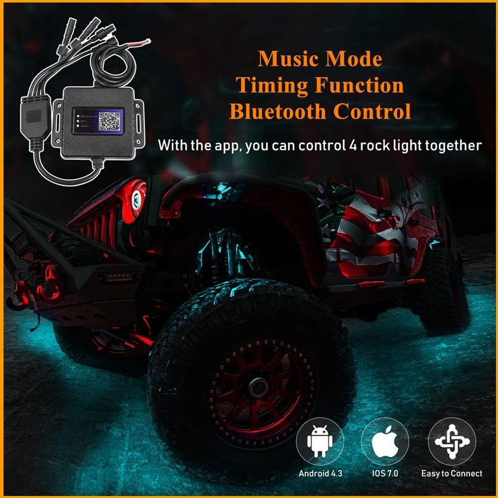 Автомобильные светодиодные лампы Rock разноцветные с управлением через