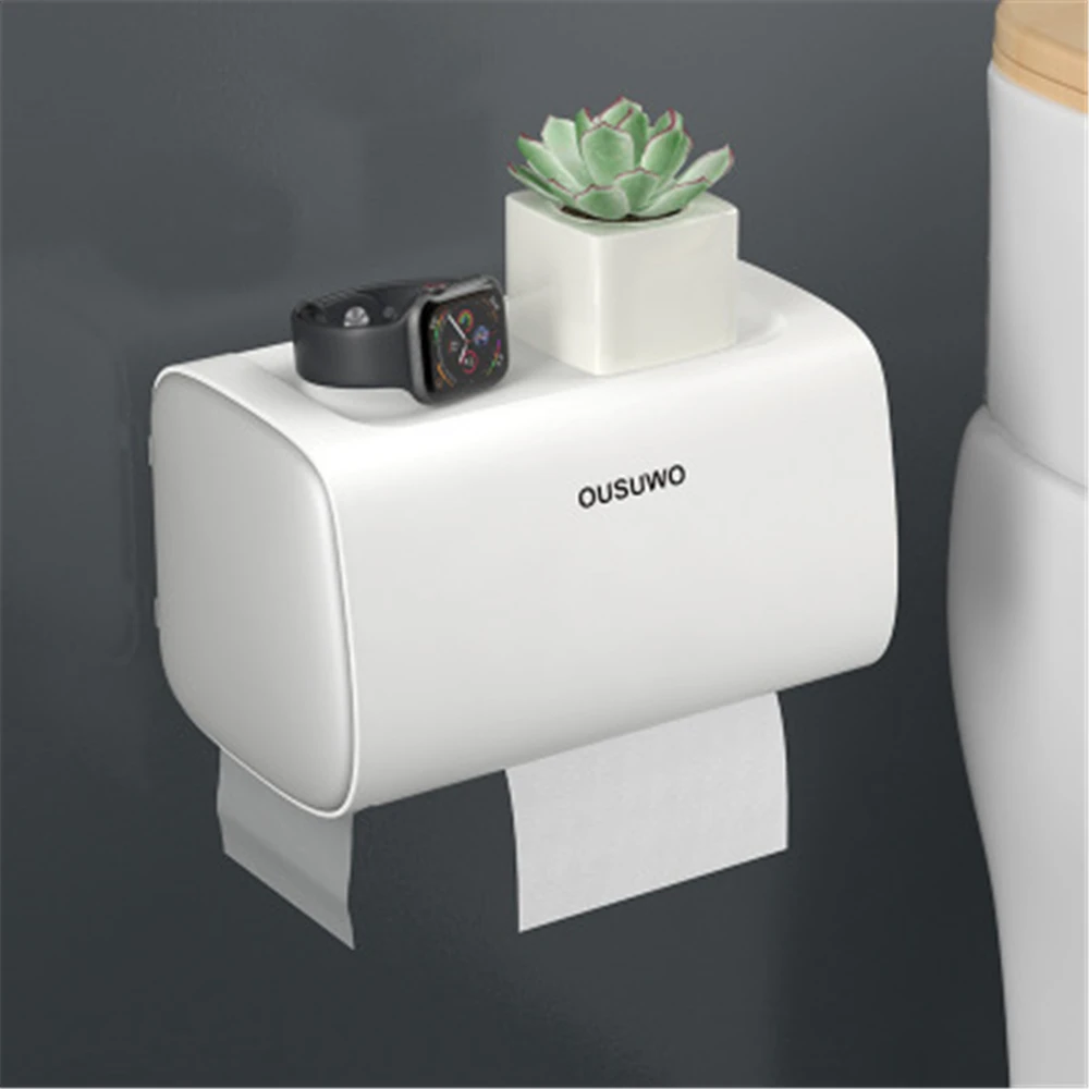 

Double-Layer Toilet Paper Holder Waterproof Tissue Case Storage Box Free Punch Sanitary Napkin Shelf Garbage Bag Organizer Box