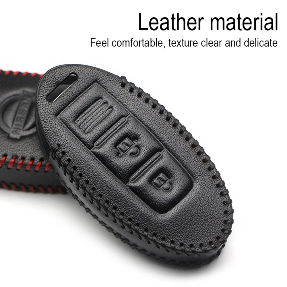 

2021 Leather Car Key Case Cove with Keychain Ring Holder for Nissan Tiida/Livina/X-Trail T31 T32/Qashqai/March/Juke/Pathfinder