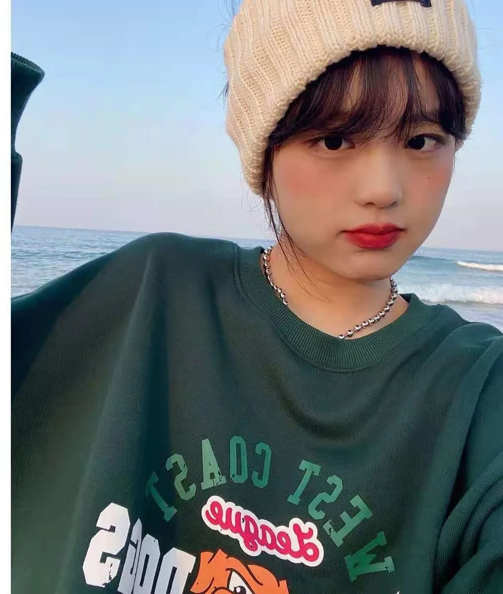 

Весы темно-зеленый Американский Повседневный свободный Универсальный стройнящий свитер