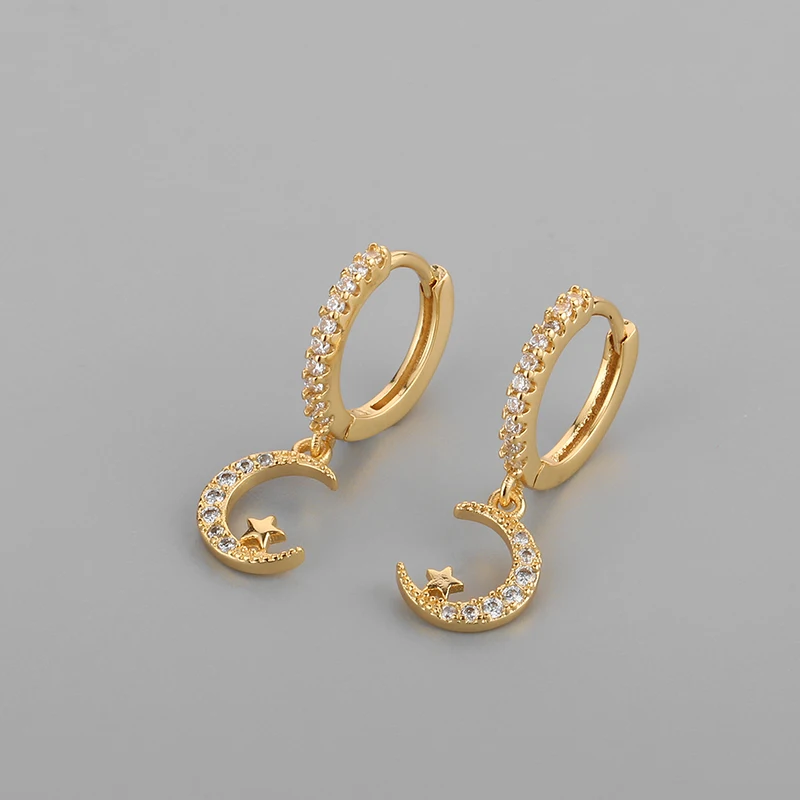 

Серьги-кольца женские LOOXI, с фианитами, в форме Луны