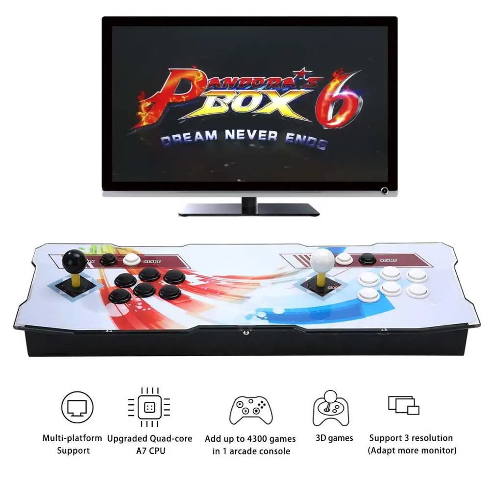 Pandoras Box 6 1300 аркадная консоль, поддержка 3D игр, добавить больше игр, список любимых, алфавитный порядок, классификация игр - Цвет: Striped
