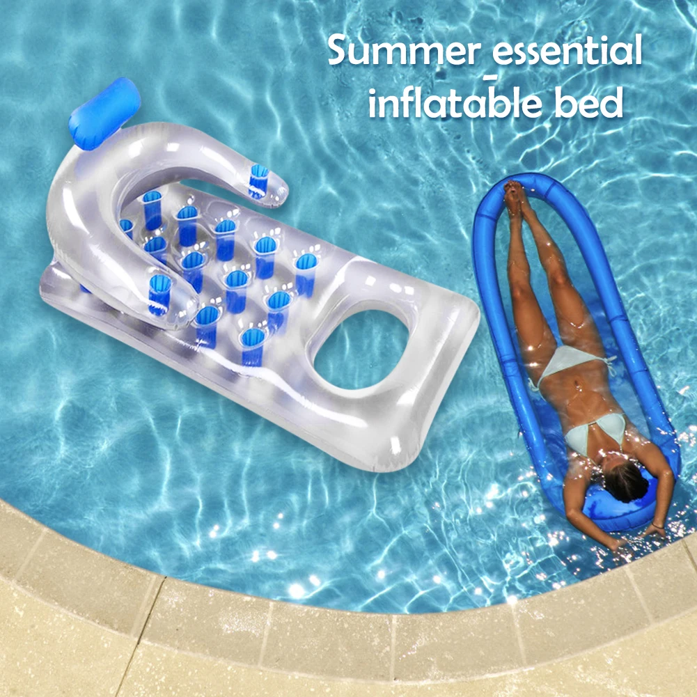 

New Inflatable Floating Row Summer Water Hammock Swimming Pool Water Sports Pool Float Lounger Chair Air Mattresses Beach Row