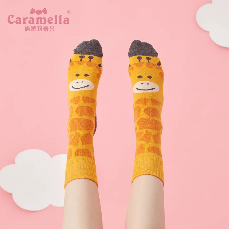 Caramella осень-зима Для женщин хлопковые носки с забавными рисунками из мультфильмов носки для женщин Harajuku носки скейтбордиста 3 пар/лот Прямая