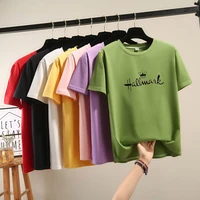 2022 summer short sleeve t shirt letter print korean style loose sleeve summer casual student colored funny wild clothes