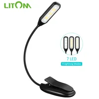 Портативная настольная лампа для чтения LITOM светильник, 9 режимов свечения с функцией памяти, светильник для ночного чтения, путешествий, 60 ч...