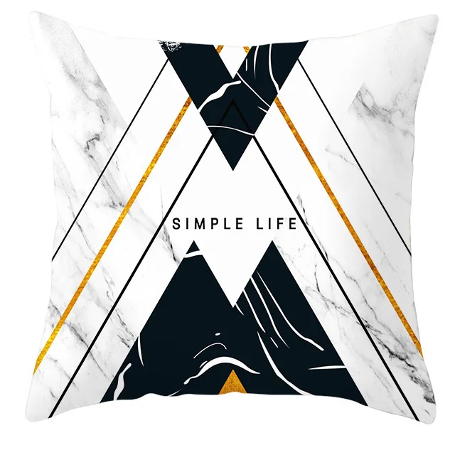 

Black Gold Marble Pillowcase Office Sofa Cushion Geometric Modern Minimalist Pillowcase Wholesale