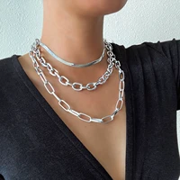 3pcsset thick chunky chain necklace on the neck vintage choker layered womens summer costume jewelry 2021 decoration