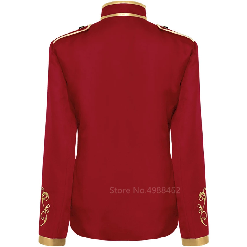 

Medieval Victoria European Court King Cosplay Costumes Coat Men Carnival Party Knight Golden Embroidery Stand Collar Tops Jacket