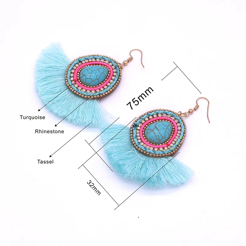 Модные серьги ювелирные изделия богемные кисточки стразы кожаные женские ретро