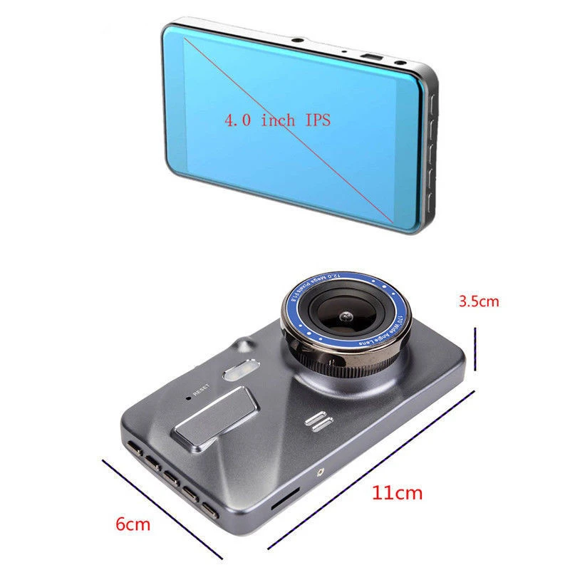 Автомобильный мини видеорегистратор с двумя объективами 4 дюйма парковочная