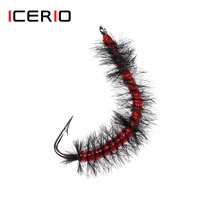 icerio 8pcs red bow san juan worm nymphs trout fishing fly lures 6