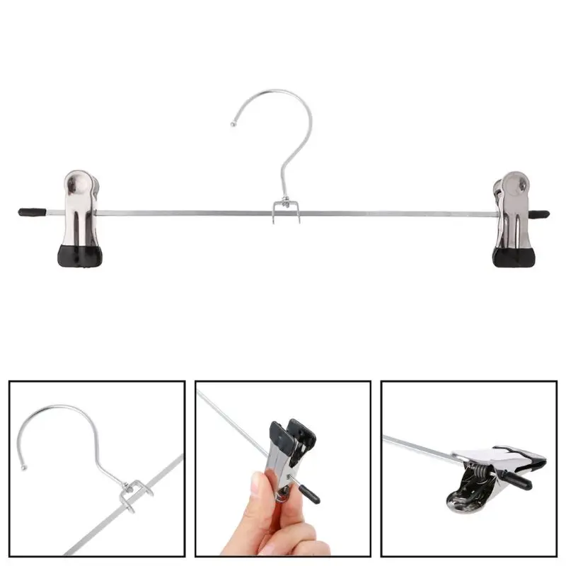 

20 Pcs Stainless Steel Trouser Hanger Rack Coat Pants Skirt Hangers Clothes Stand Holder With 2 Adjustable Non-Slip Clips 28cm
