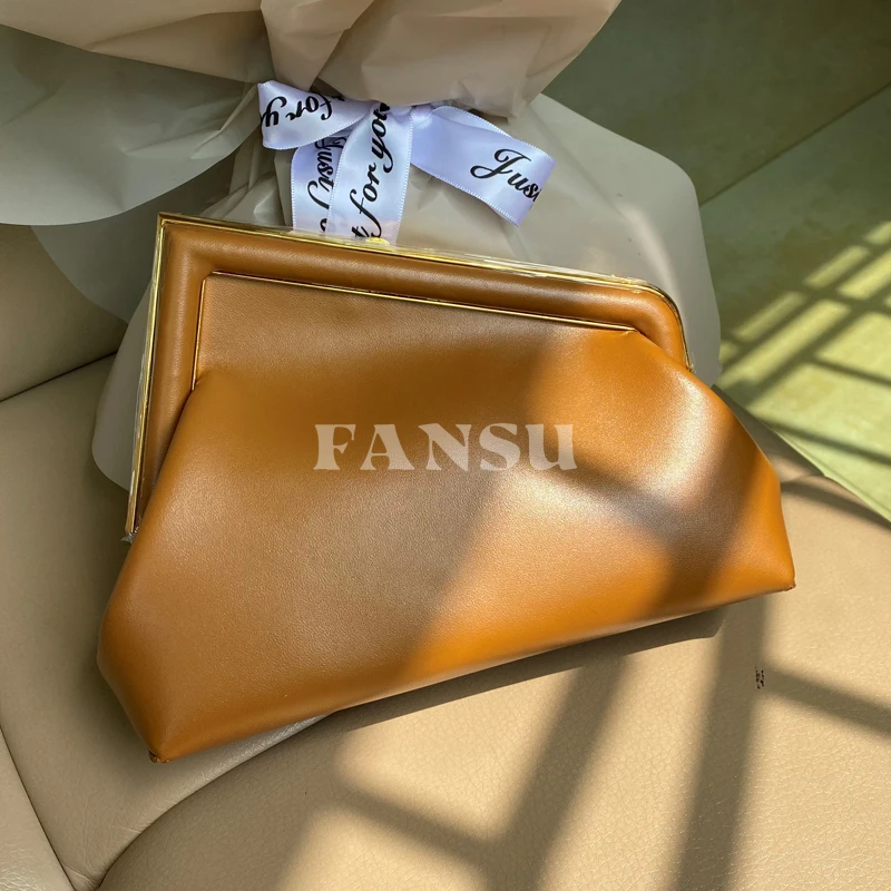 

FANSU Frt новый модный простой зажим с металлическими краями для отдыха ручная цепочка сумка для пельменей сумка для ужина через плечо кожаная ...