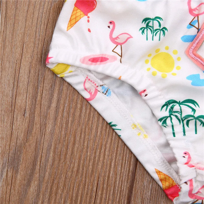 Для Маленьких Девочек Цельный купальник с рисунком Фламинго/Для девочек принт