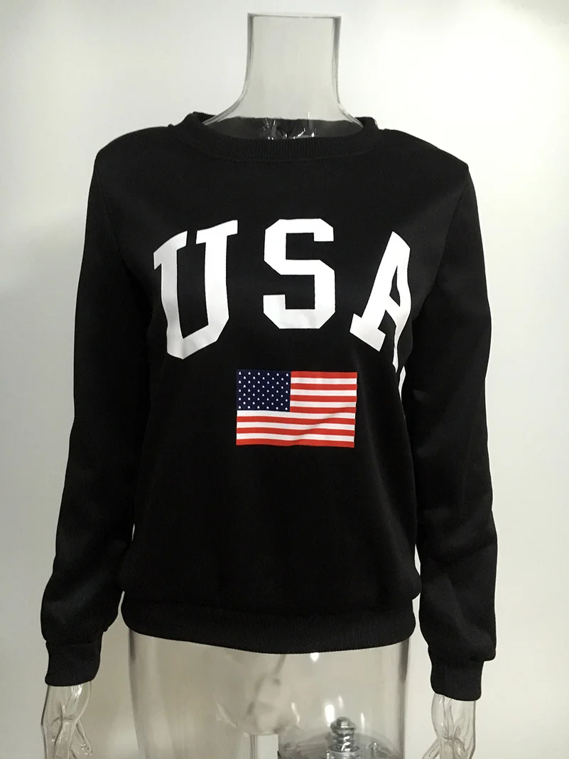 Letter USA Hoodies Sweatshirts 2022 Women Casual Kawaii Harajuku Fashion Punk For Girls Clothing European Tops Korean