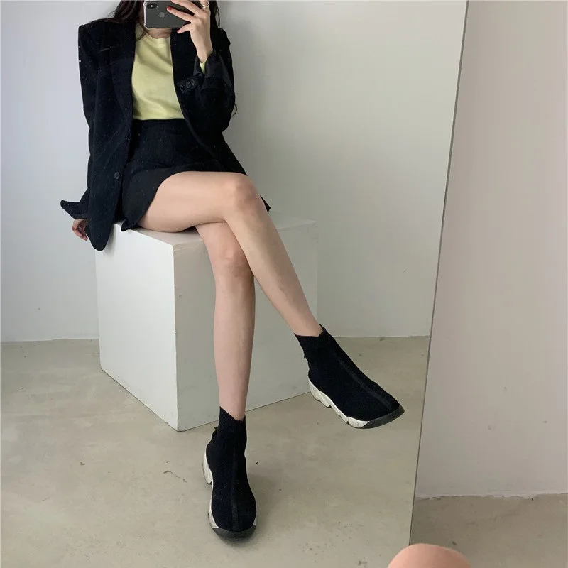 picture color CBAFU Офисная Женская юбка, костюм OL, Женский комплект, блейзер с длинными рукавами, куртка трапециевидной формы, юбка, костюм из 2 предметов, костюм, пальто, мода P350 - Цвет: picture color