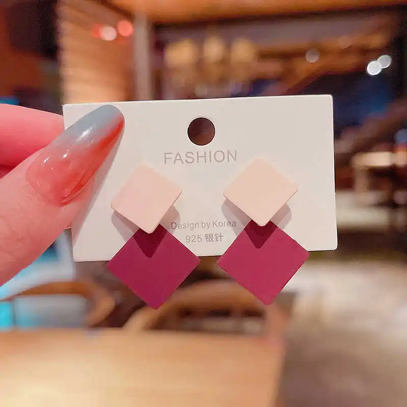 

S925 silver needle Korean diamond contrast geometric Earrings