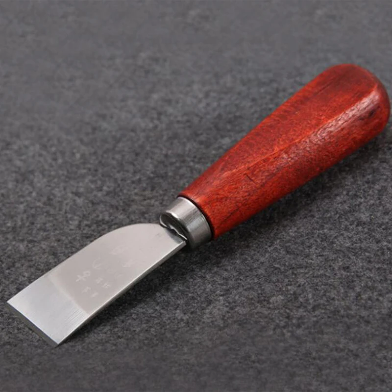 

DIY Leathercraft Tool Wooden Handle Stainless Steel Leather Cutting Knife Leather Shovel Knife For Leather Working