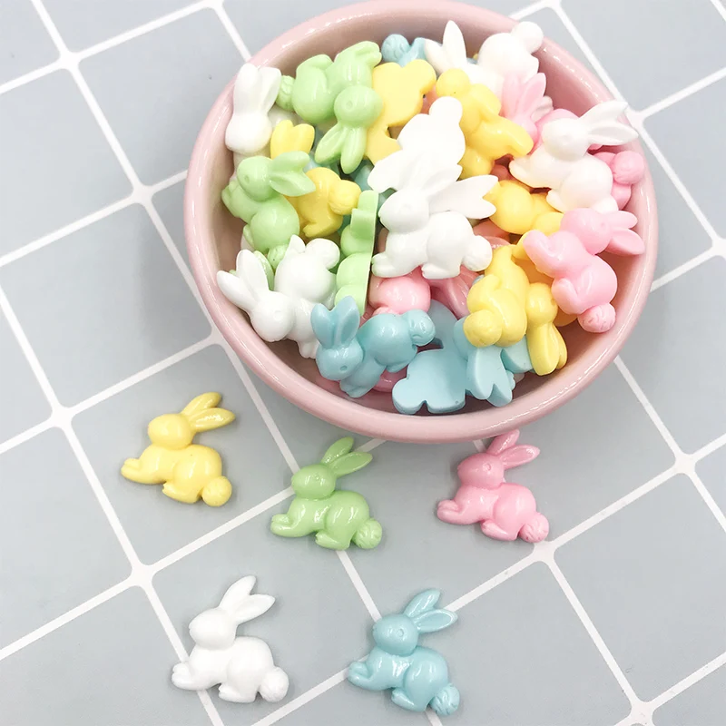 50 шт./лот Каваий каучук Мультяшные животные милый кролик с плоским основанием