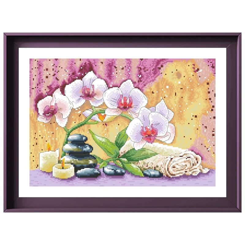 

Набор для вышивки крестиком «Орхидея», картина с цветочным узором, 18 карат, 14 карат, 11 карат, холст без рисунка, рукоделие «сделай сам»